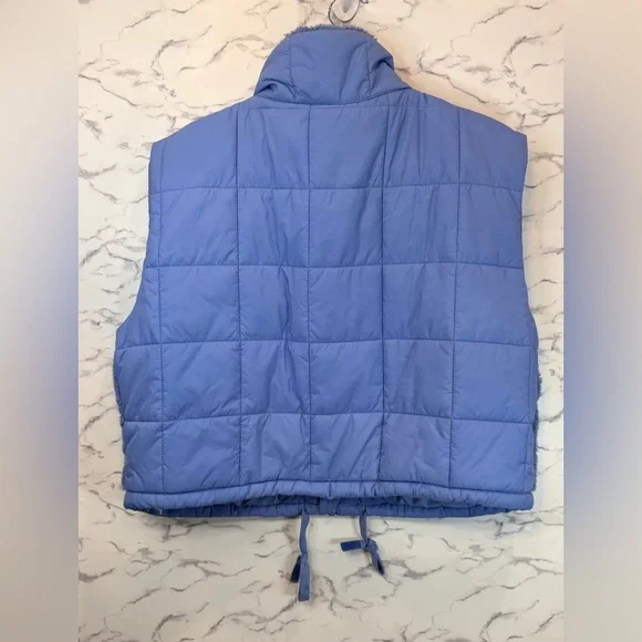 Joy Lab Quilted Sherpa Fleece Vest NWT Blue Puffer Athleisure Activewear L - Picture 7 of 9